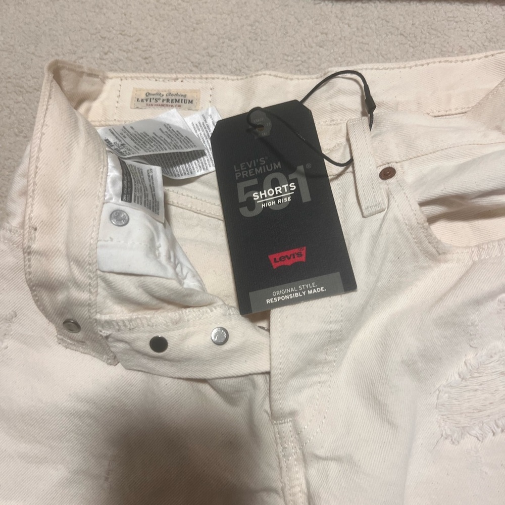 Levi's 501 Premium Cream denim High Rise Shorts